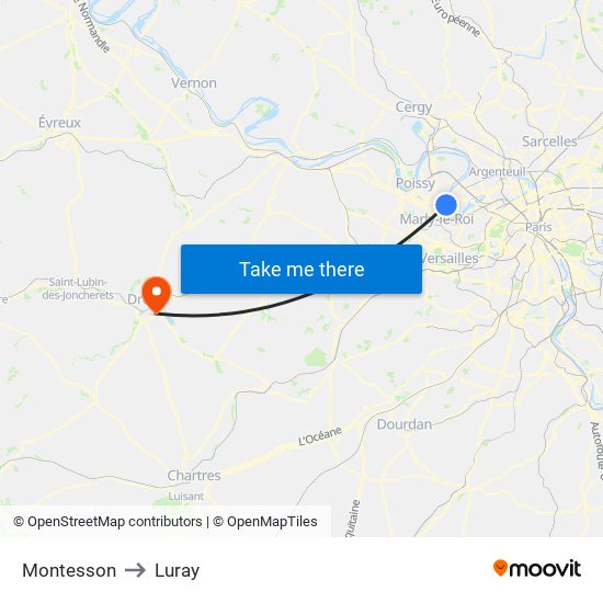 Montesson to Luray map
