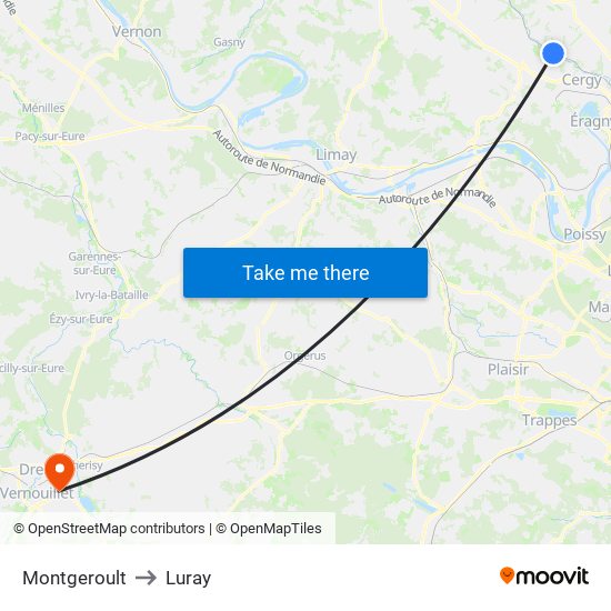 Montgeroult to Luray map