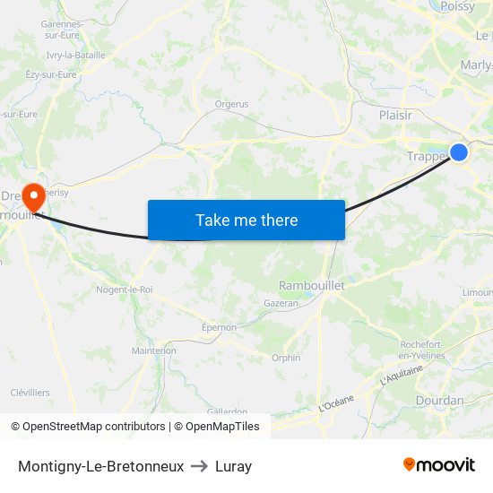 Montigny-Le-Bretonneux to Luray map