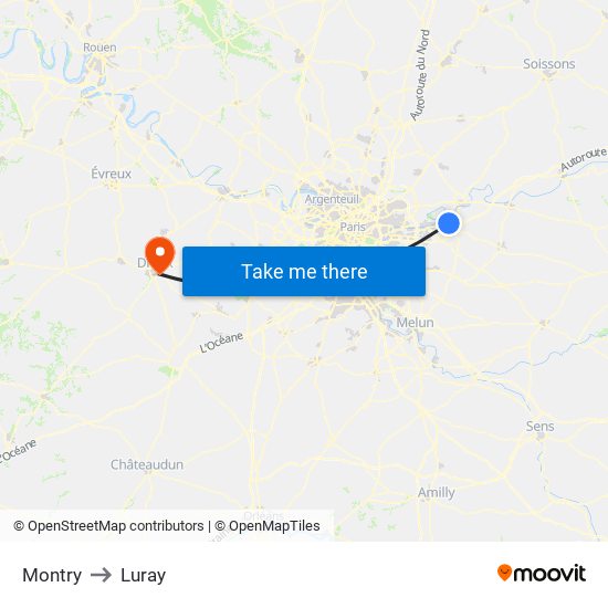 Montry to Luray map