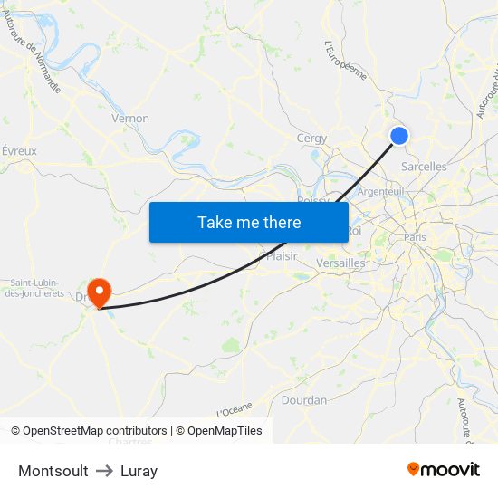 Montsoult to Luray map