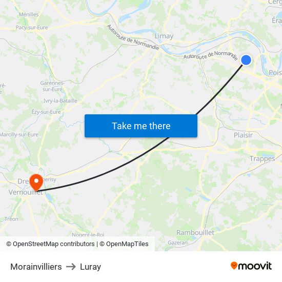 Morainvilliers to Luray map