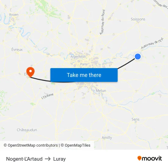 Nogent-L'Artaud to Luray map