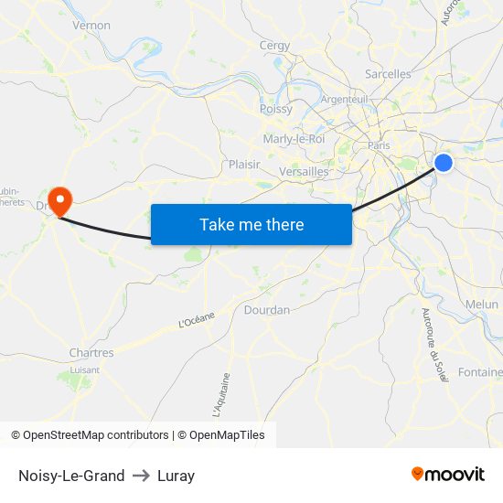 Noisy-Le-Grand to Luray map