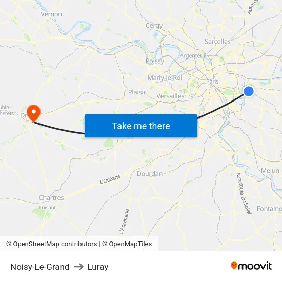 Noisy-Le-Grand to Luray map
