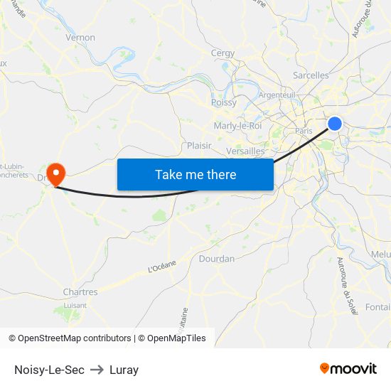 Noisy-Le-Sec to Luray map