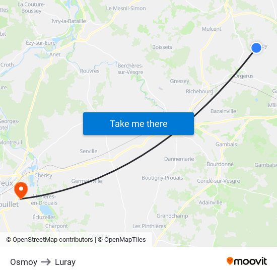 Osmoy to Luray map