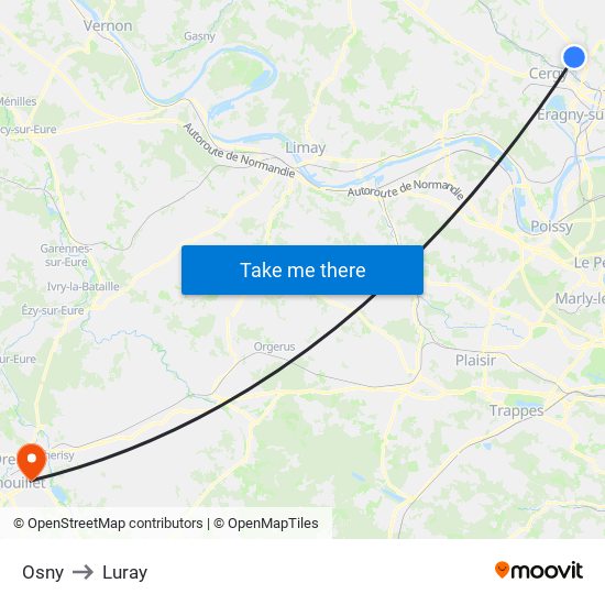 Osny to Luray map