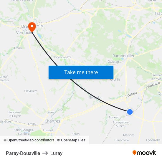 Paray-Douaville to Luray map