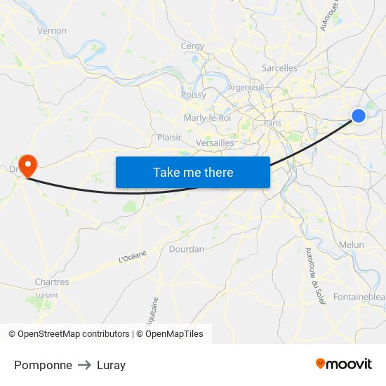 Pomponne to Luray map