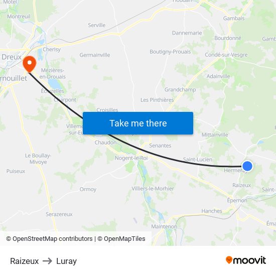 Raizeux to Luray map