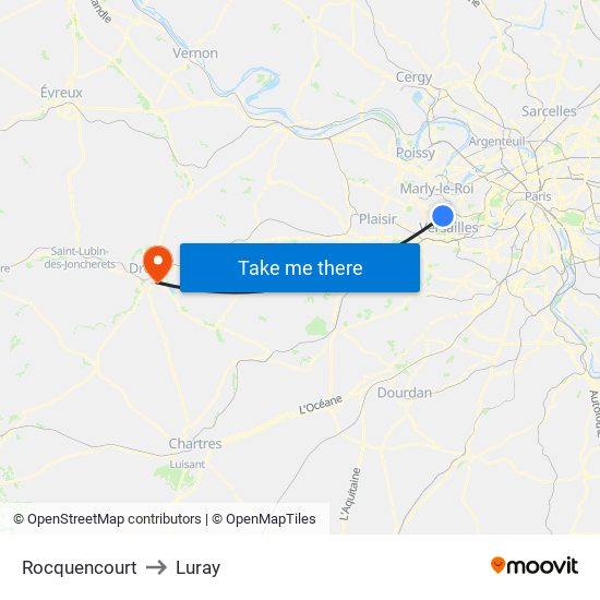 Rocquencourt to Luray map