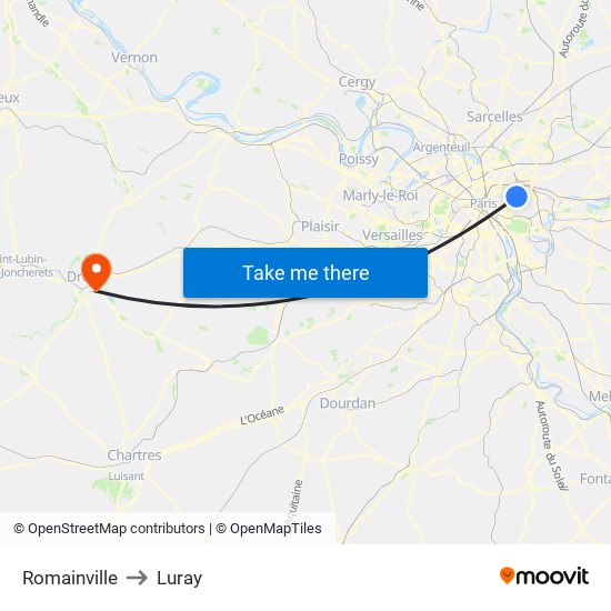 Romainville to Luray map