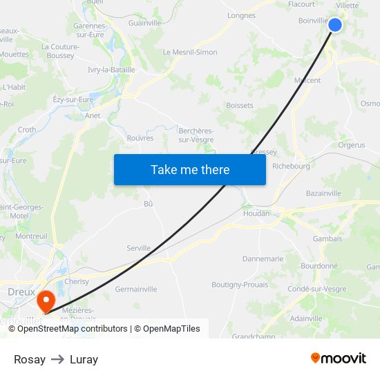 Rosay to Luray map