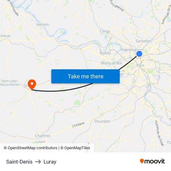 Saint-Denis to Luray map