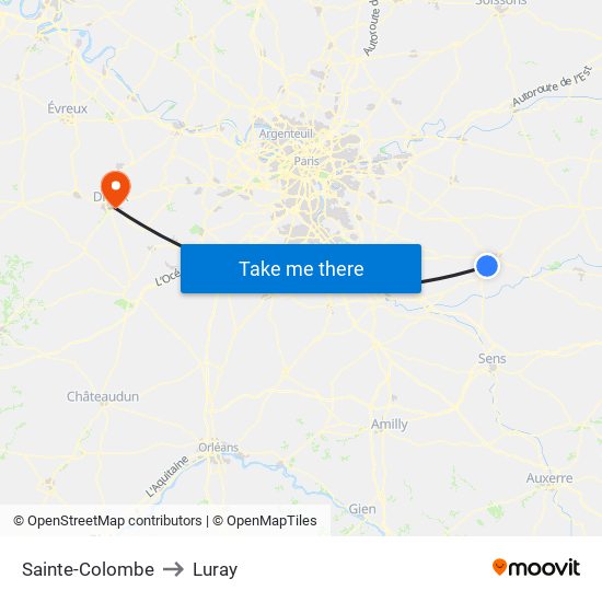 Sainte-Colombe to Luray map