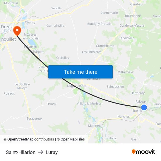 Saint-Hilarion to Luray map