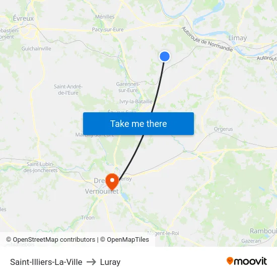 Saint-Illiers-La-Ville to Luray map