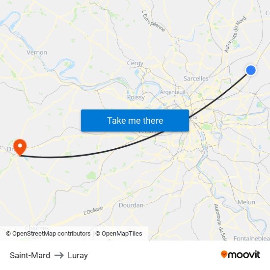 Saint-Mard to Luray map