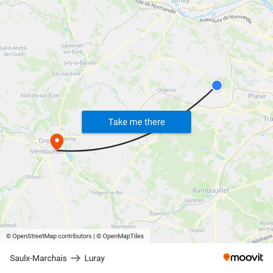 Saulx-Marchais to Luray map