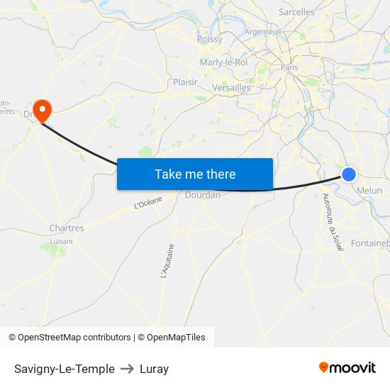 Savigny-Le-Temple to Luray map