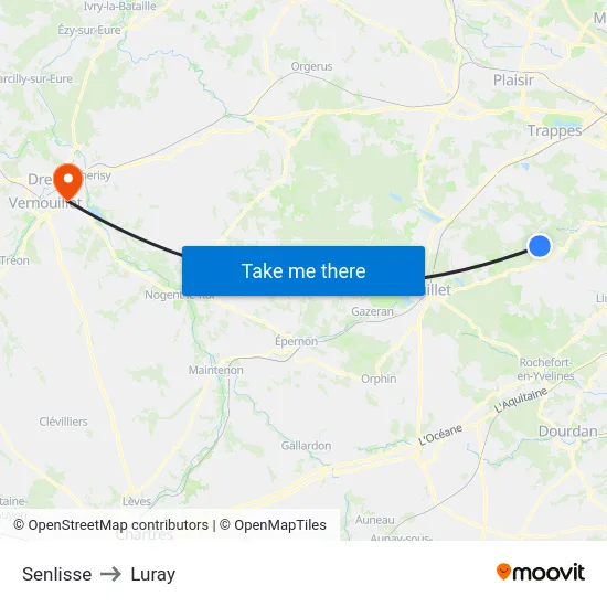 Senlisse to Luray map