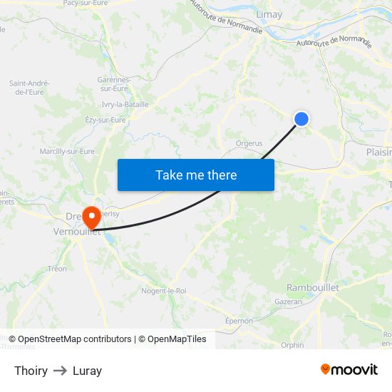 Thoiry to Luray map