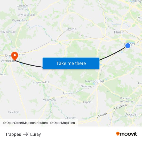 Trappes to Luray map
