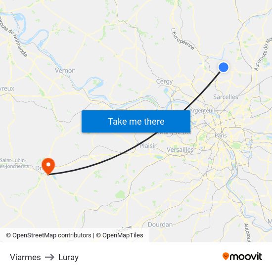 Viarmes to Luray map