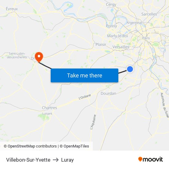 Villebon-Sur-Yvette to Luray map