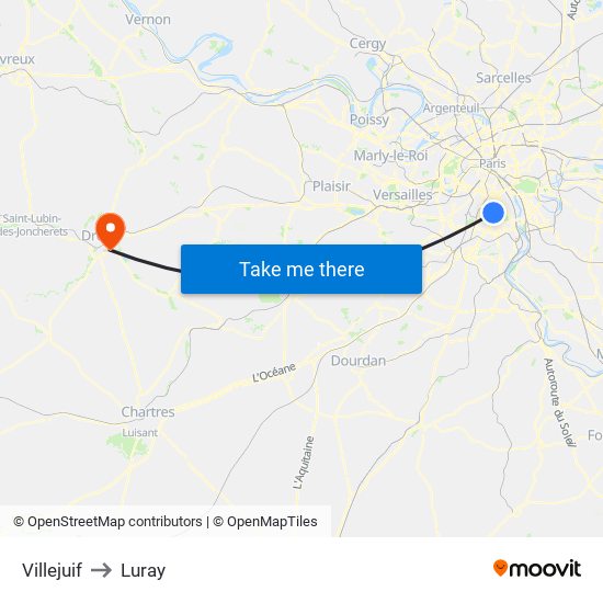 Villejuif to Luray map