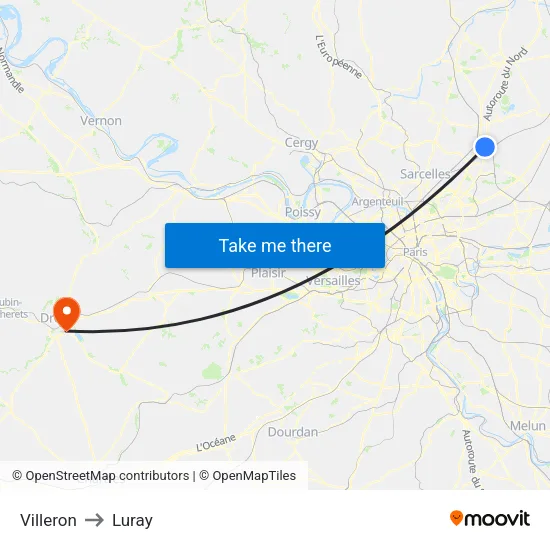 Villeron to Luray map