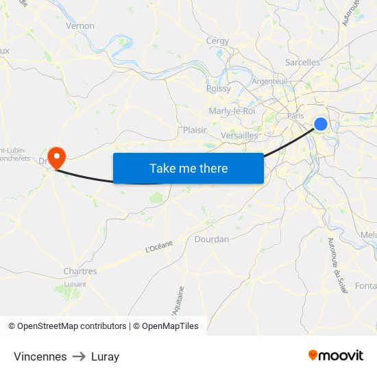Vincennes to Luray map