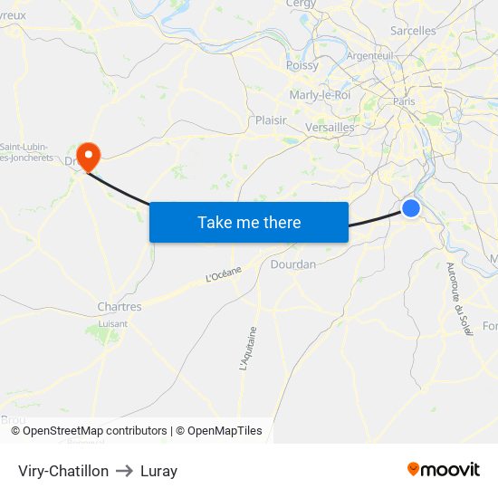 Viry-Chatillon to Luray map
