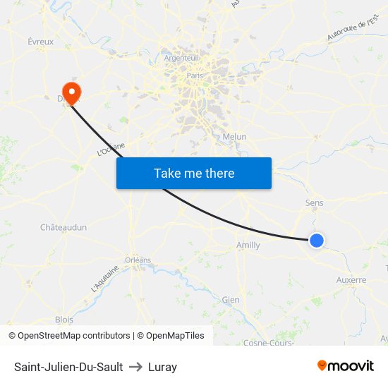 Saint-Julien-Du-Sault to Luray map
