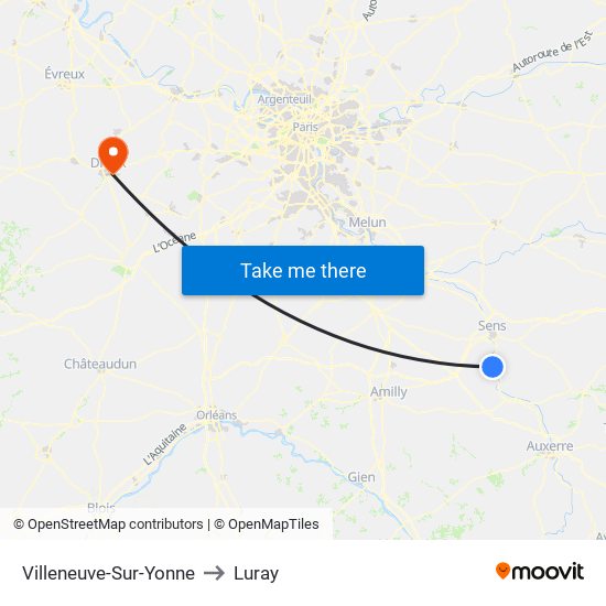 Villeneuve-Sur-Yonne to Luray map