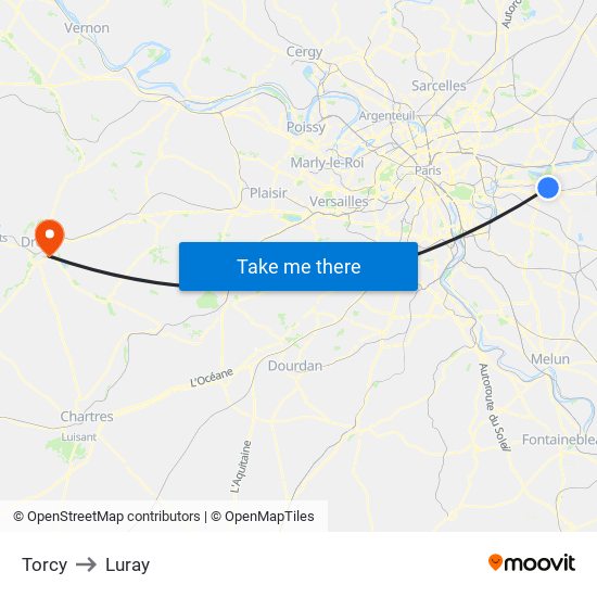 Torcy to Luray map