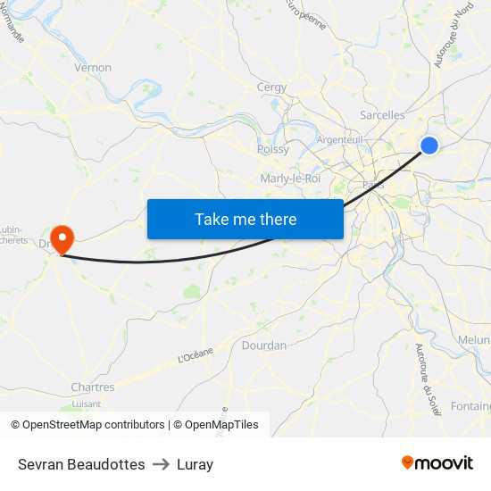 Sevran Beaudottes to Luray map