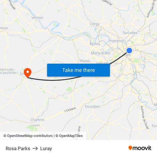 Rosa Parks to Luray map