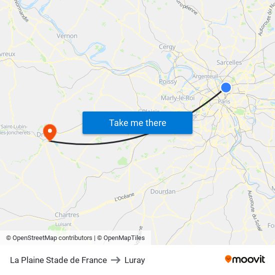 La Plaine Stade de France to Luray map