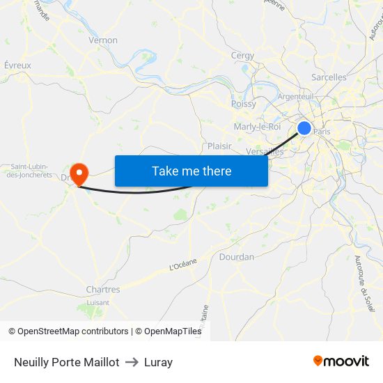 Neuilly Porte Maillot to Luray map