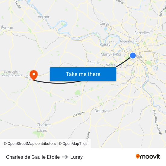 Charles de Gaulle Etoile to Luray map