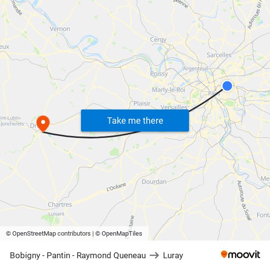 Bobigny - Pantin - Raymond Queneau to Luray map