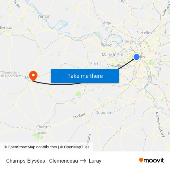 Champs-Élysées - Clemenceau to Luray map