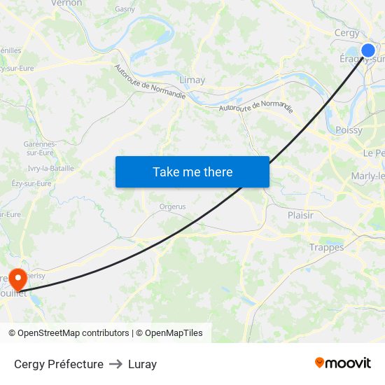 Cergy Préfecture to Luray map