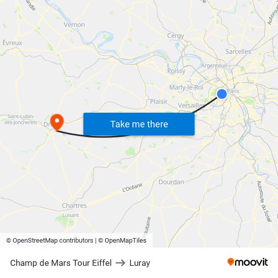 Champ de Mars Tour Eiffel to Luray map