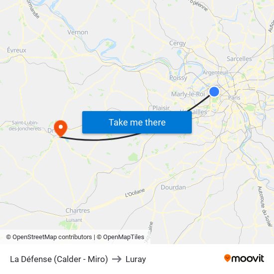 La Défense (Calder - Miro) to Luray map