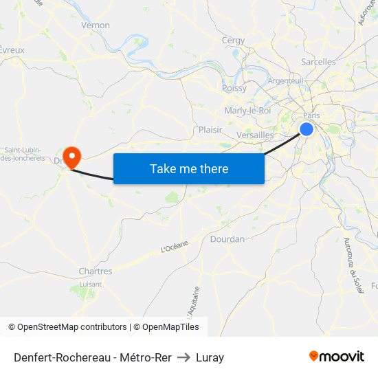 Denfert-Rochereau - Métro-Rer to Luray map