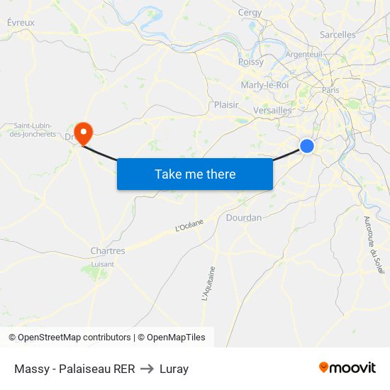 Massy - Palaiseau RER to Luray map