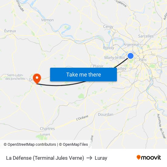 La Défense (Terminal Jules Verne) to Luray map